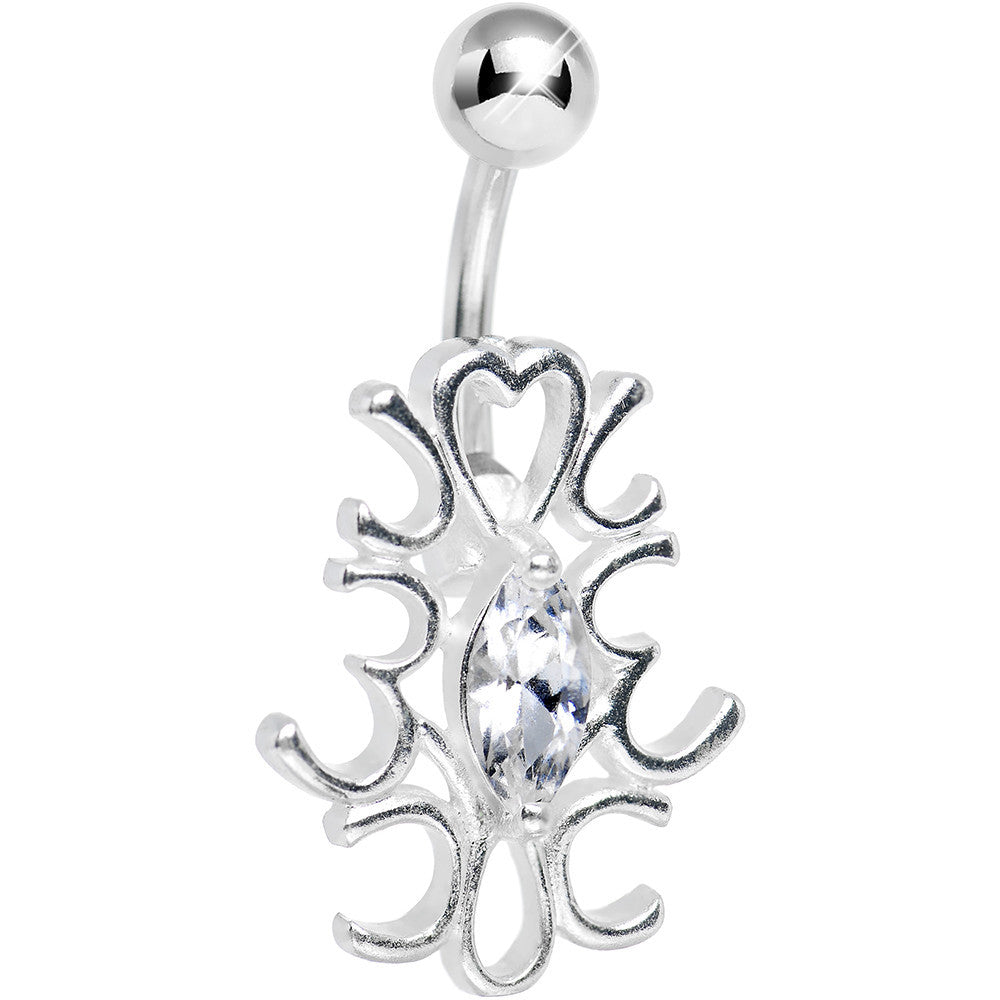 Clear Gem Branches and Hearts Belly Ring