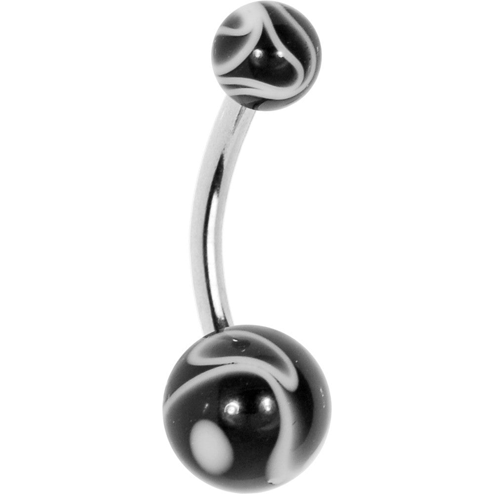 Black and White Acrylic Swirl Belly Ring