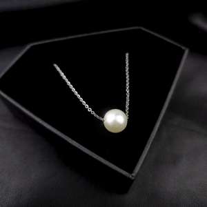 Stainless Steel Chain Necklace Minimalist Pearl Pendant Necklace