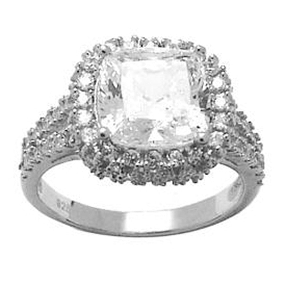 Sterling Silver Princess Cubic Zirconia Ring -3.76 ct tw