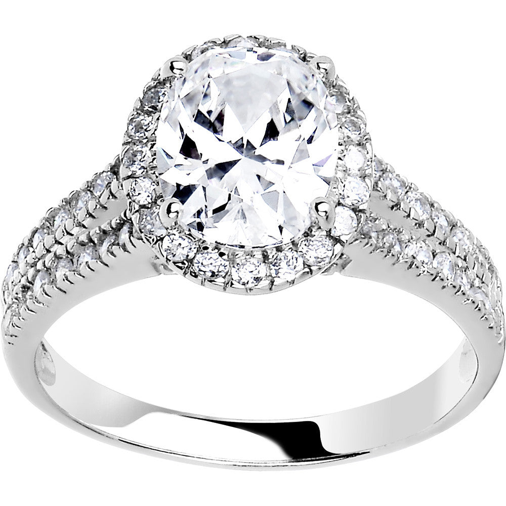 Sterling Silver Oval Cubic Zirconia Ring -2.87 ct tw