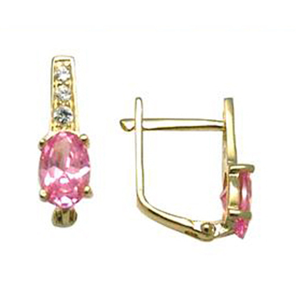 14kt Yellow Gold CZ October Birthstone Leverback Earrings