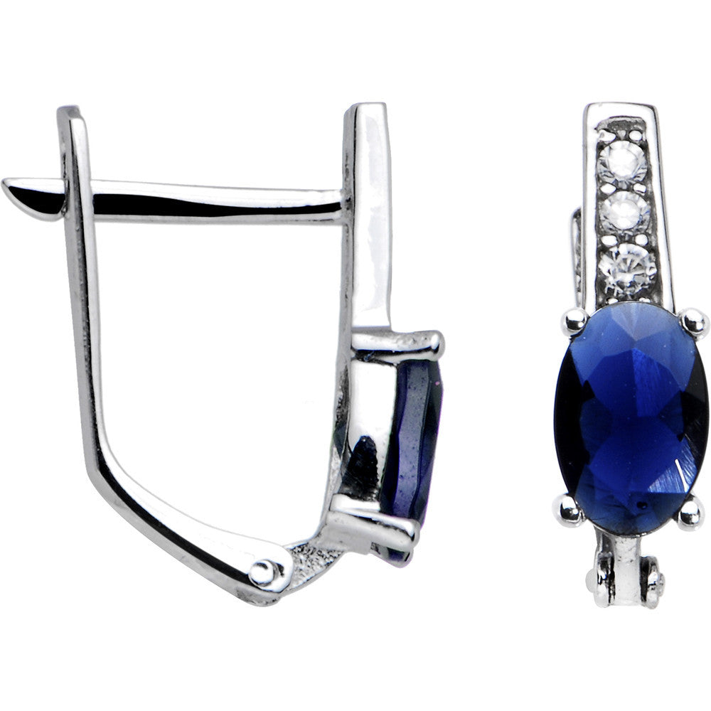 14kt White Gold CZ September Birthstone Leverback Earrings