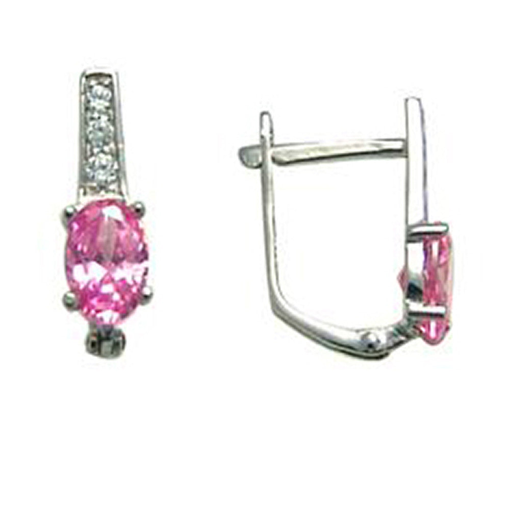 14kt White Gold CZ October Birthstone Leverback Earrings