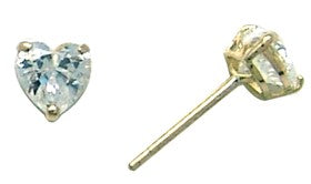 14kt Yellow Gold .47ct Basket Set Heart CZ Stud Earrings