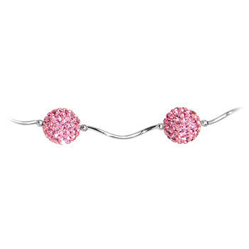 Sterling Silver Pink Crystal Ball Drop Necklace