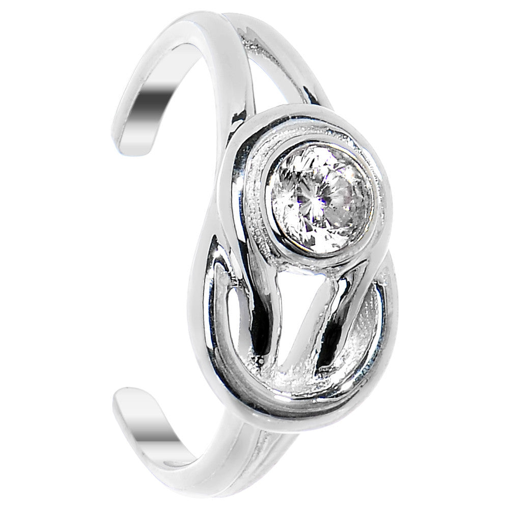 925 Sterling Silver CZ Knot Toe Ring