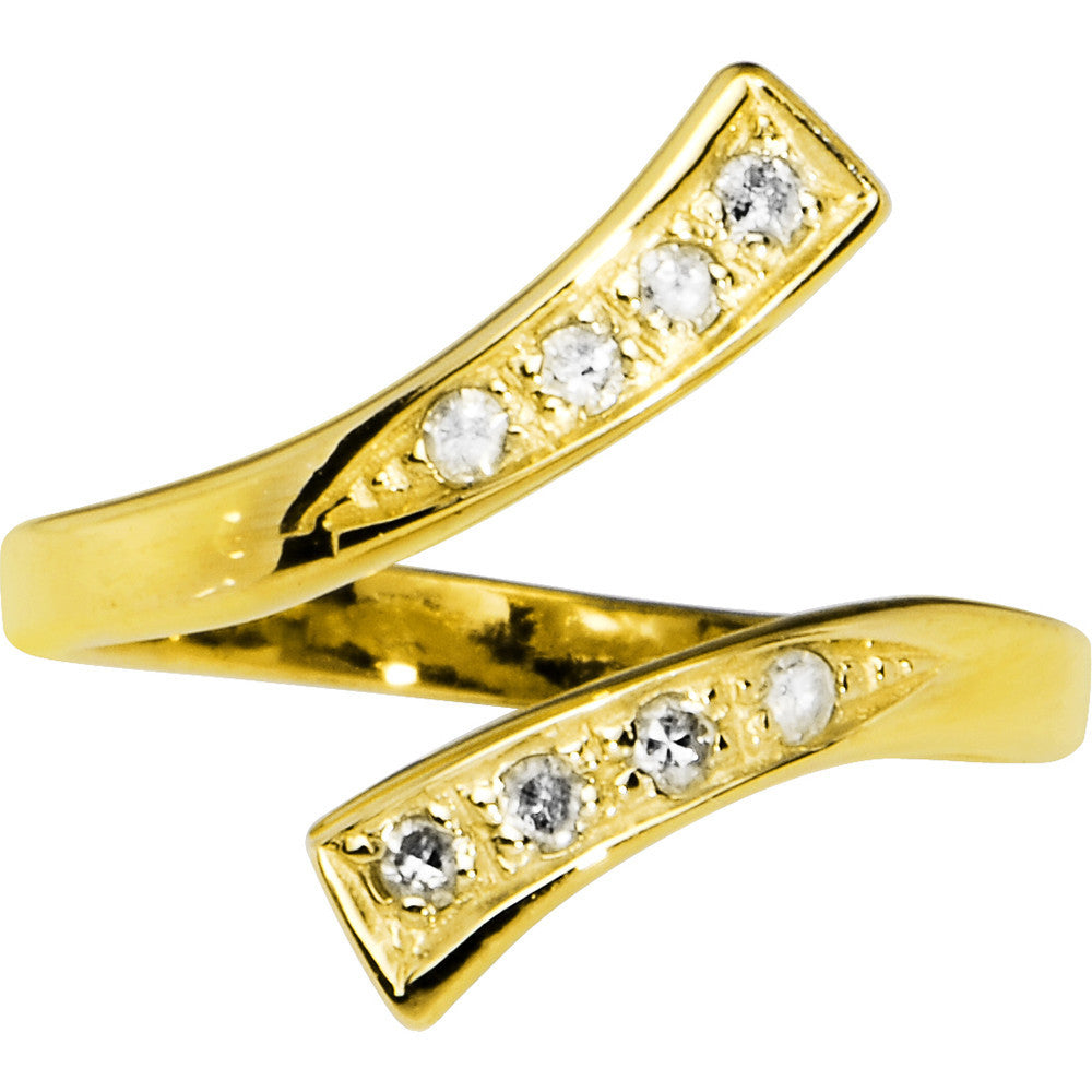 Solid 14kt Yellow Gold .08 Carat Genuine Diamond Paved Toe Ring