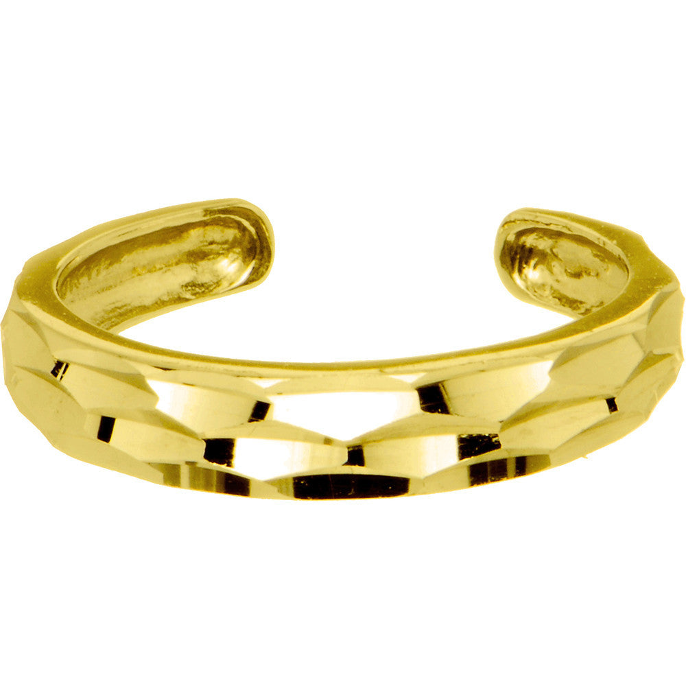 Solid 14kt Yellow Gold Diamond Cut Band Toe Ring