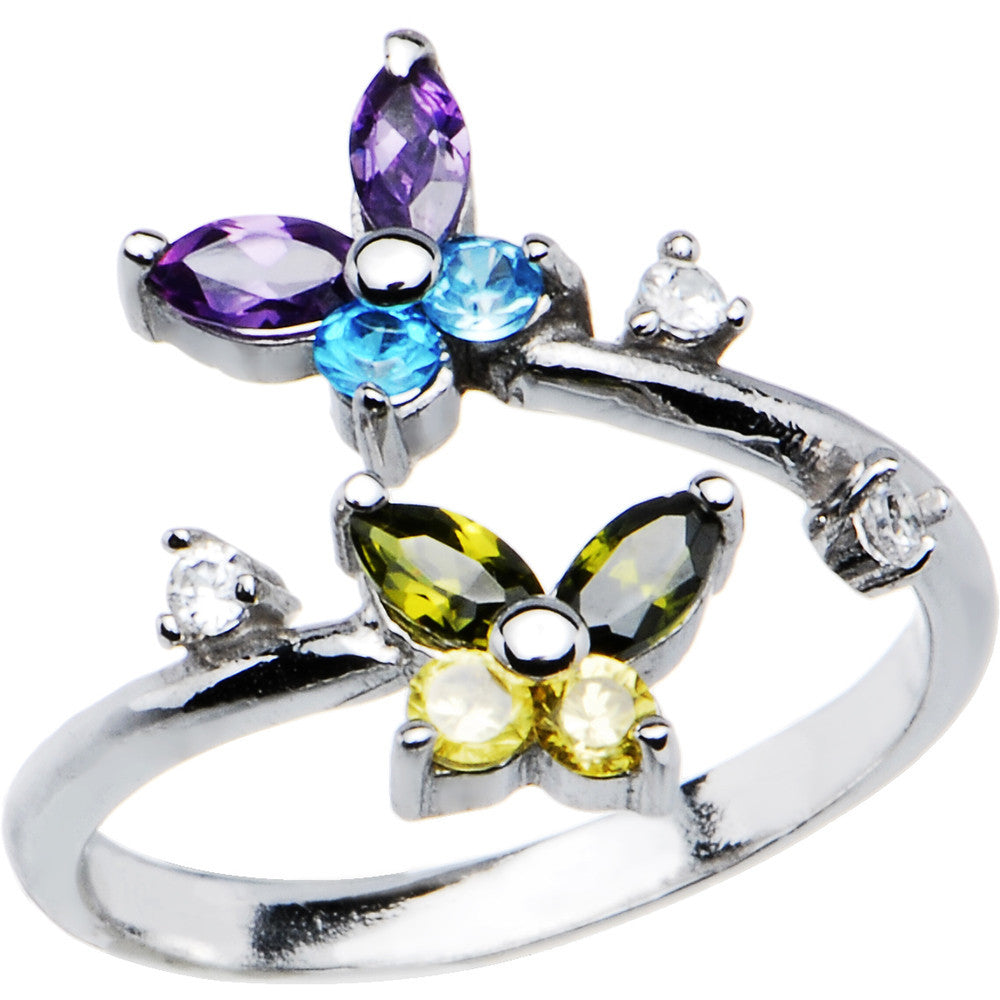 Solid 14kt White Gold Cubic Zirconia Butterfly Toe Ring