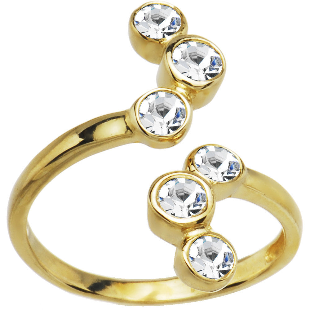 Solid 14kt Yellow Gold Cubic Zirconia Bubbles Toe Ring