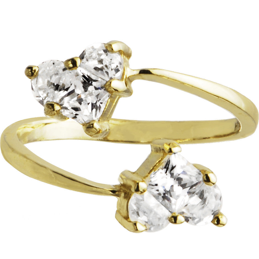 Solid 14kt Yellow Gold Cubic Zirconia Solitaire Heart Toe Ring