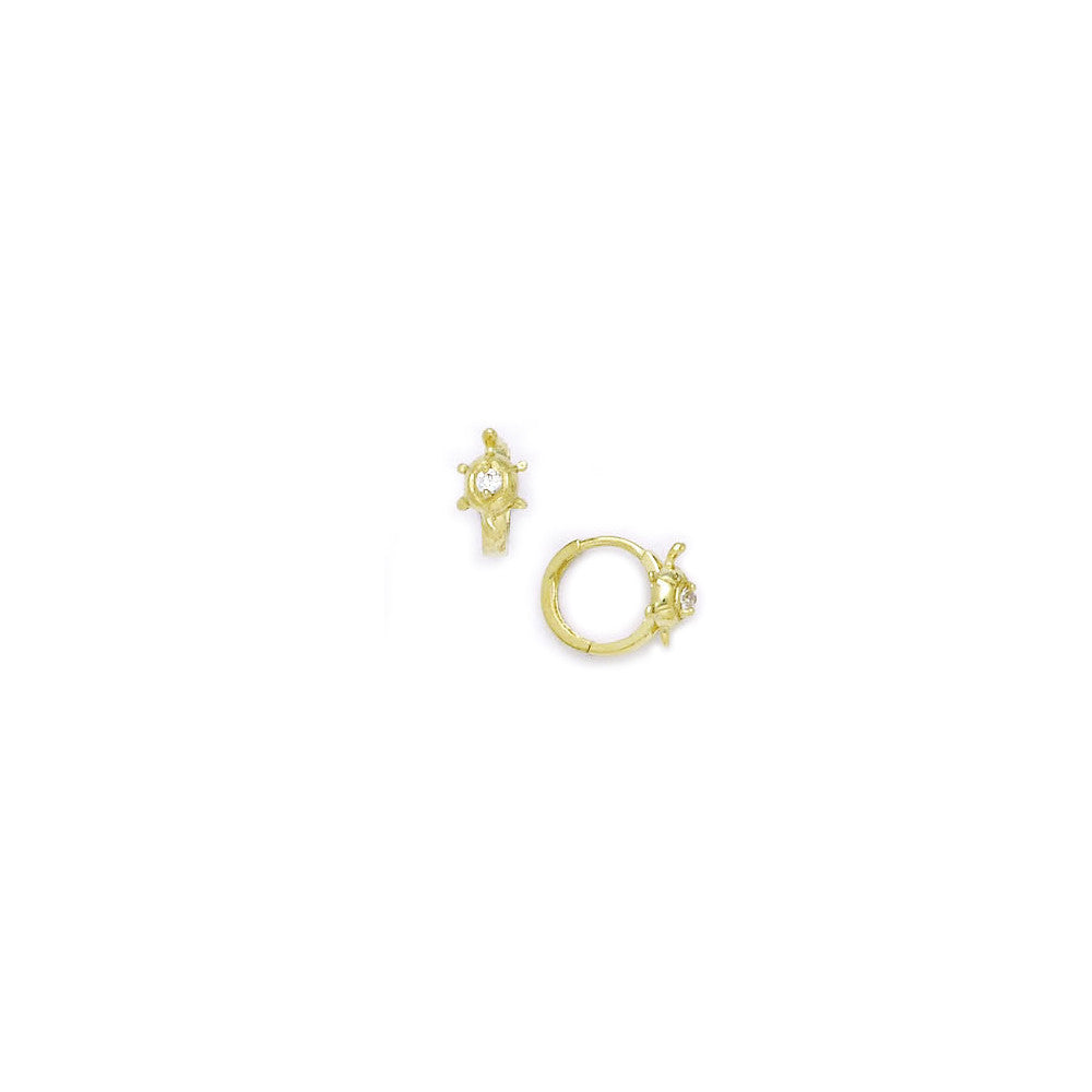 14kt Yellow Gold CZ Turtle Huggy Earrings