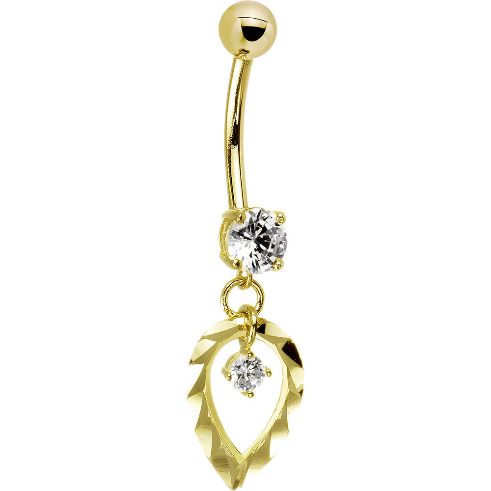 16 Gauge Solid 14kt Yellow Gold Exclusive Dangle Belly Ring