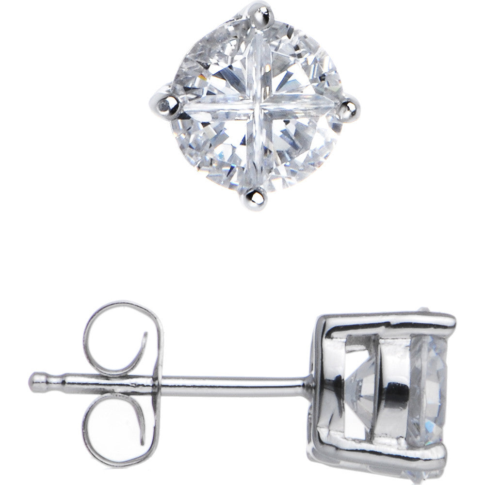 Sterling Silver .80 ct 4-Segment Cubic Zirconia Stud Earrings