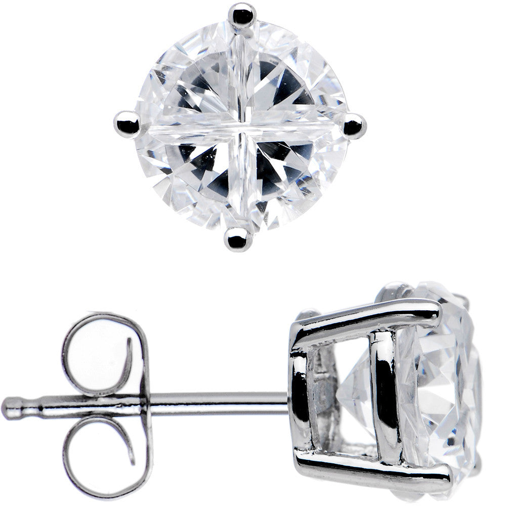 Sterling Silver 1.90 ct 4-Segment Cubic Zirconia Stud Earrings