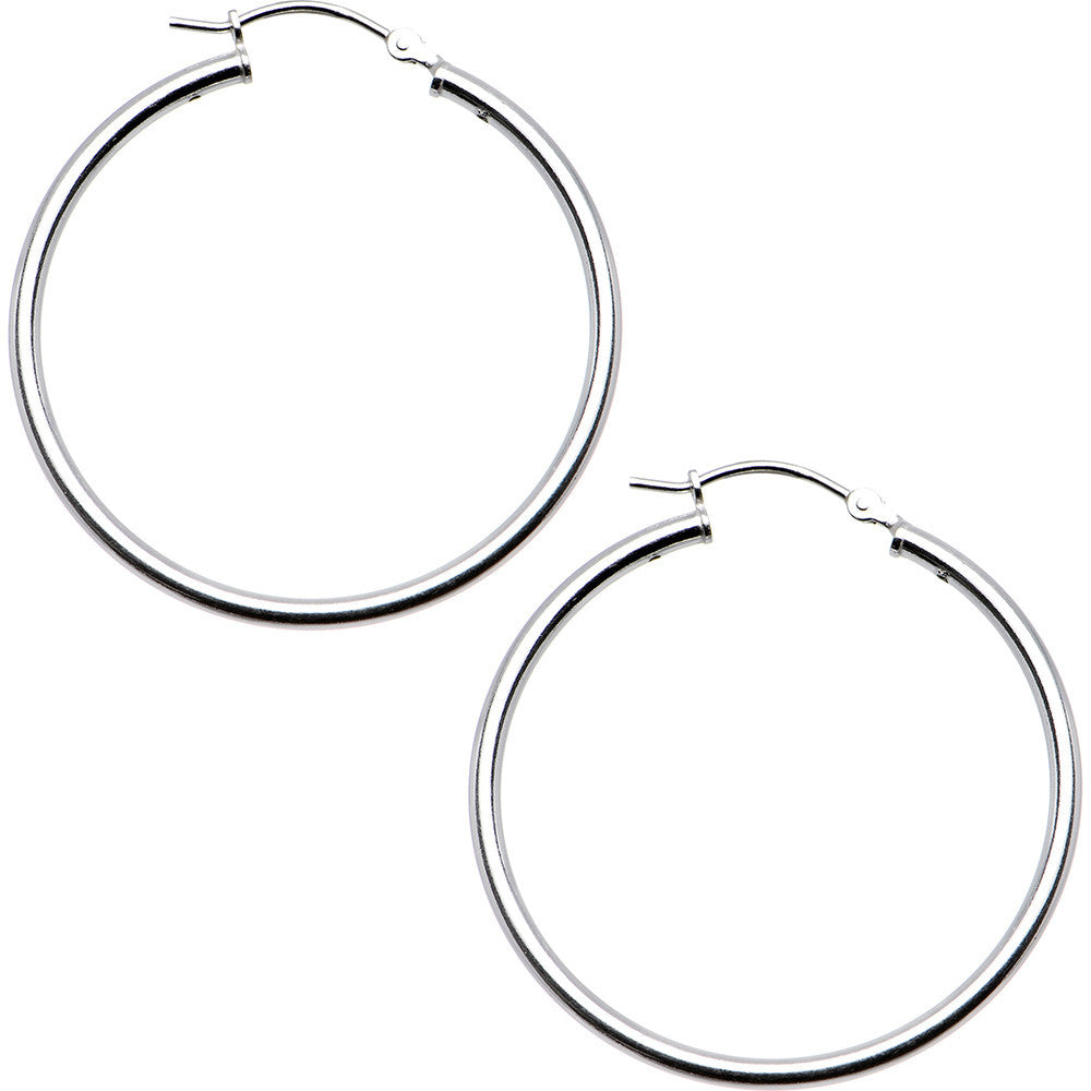 925 Sterling Silver 1 1/4 Inch Hoop Earrings