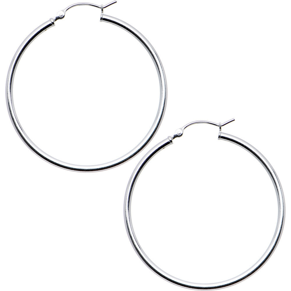 925 Sterling Silver 1 1/2 Inch Hoop Earrings