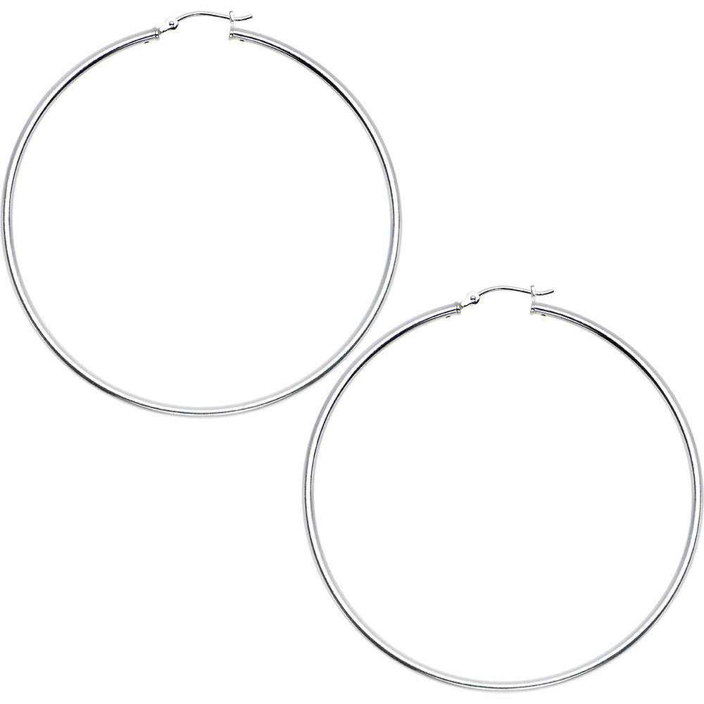 925 Sterling Silver 2 Inch Hoop Earrings