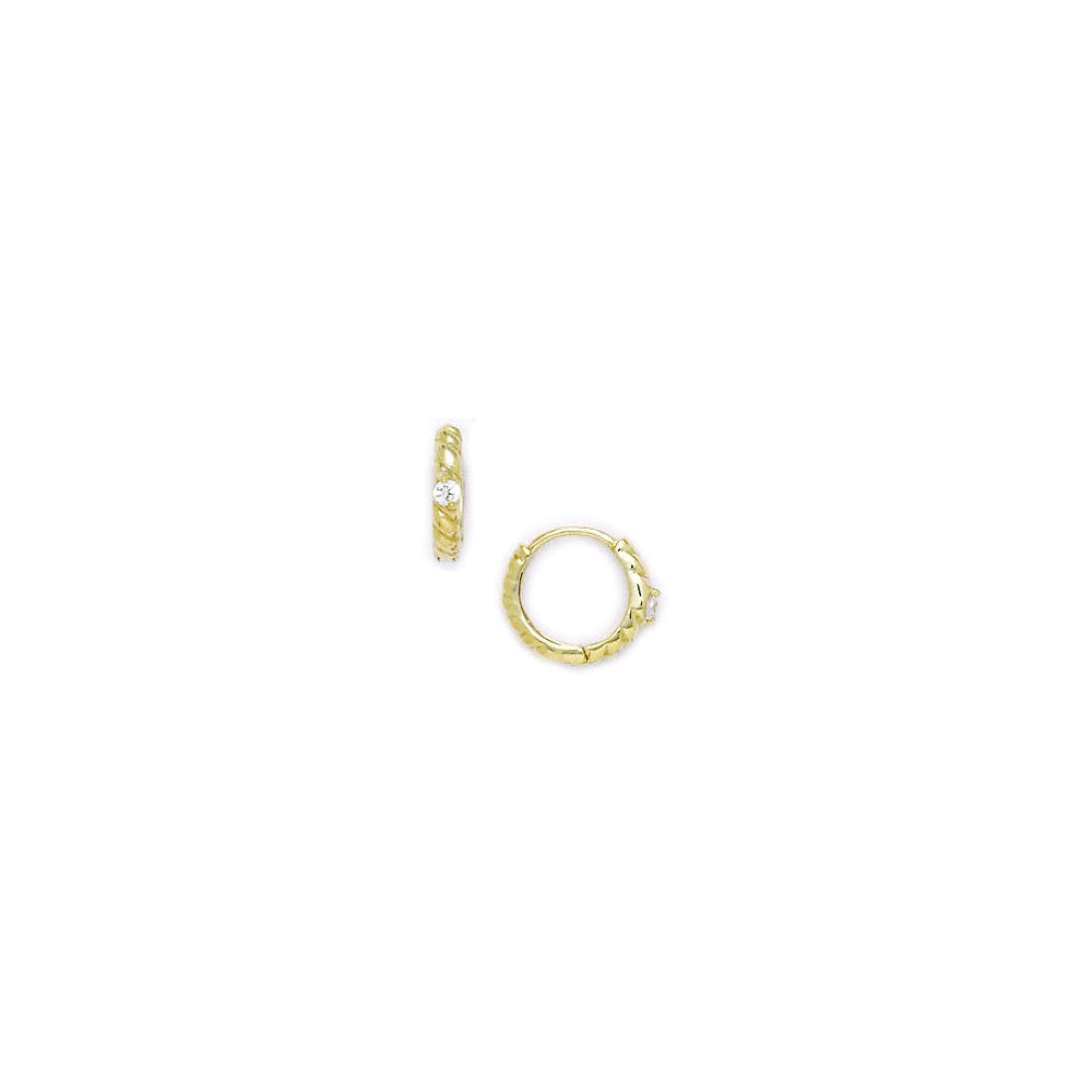 14kt Yellow Gold CZ Stylish Huggy Earrings