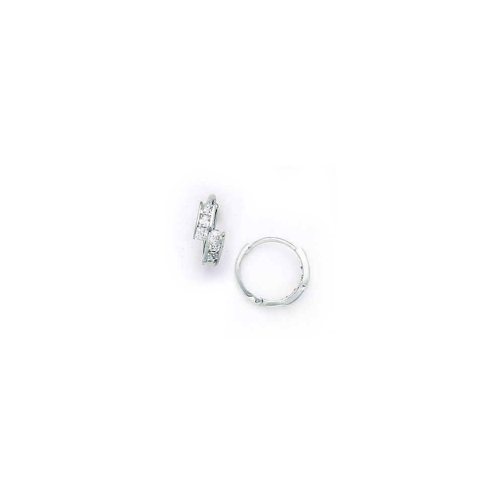 14kt White Gold CZ Square Huggy Earrings