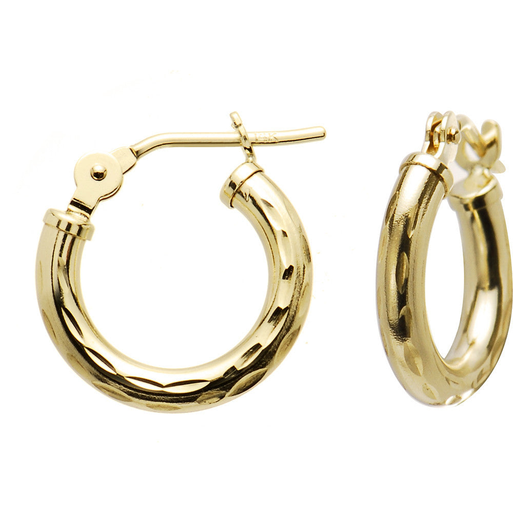 Solid 14KT Yellow Gold 1/2 Inch Twist Pattern Hoop Earrings