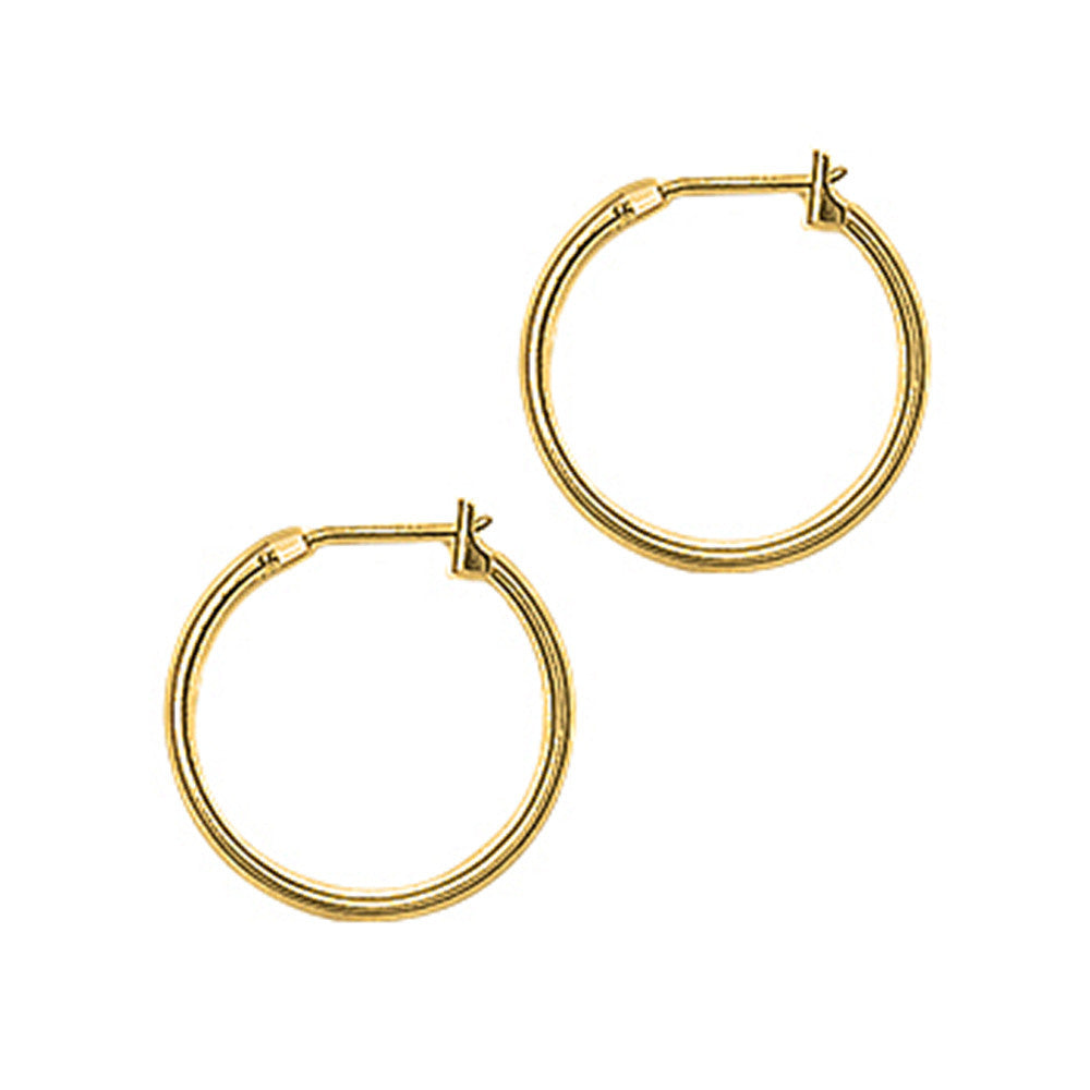 14KT Yellow Gold 1.5mm 11/16 Inch Hoop Earrings