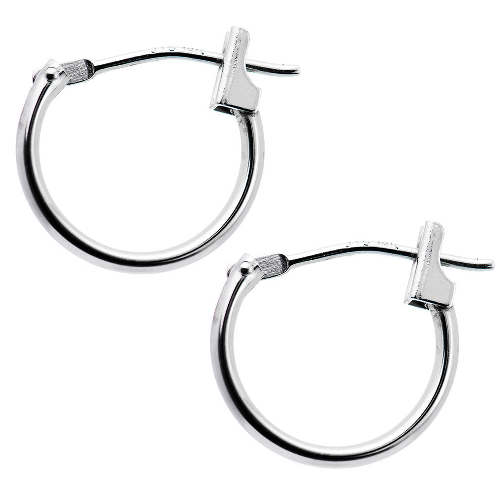 14KT White Gold 1.5mm 1/2 Inch Hoop Earrings