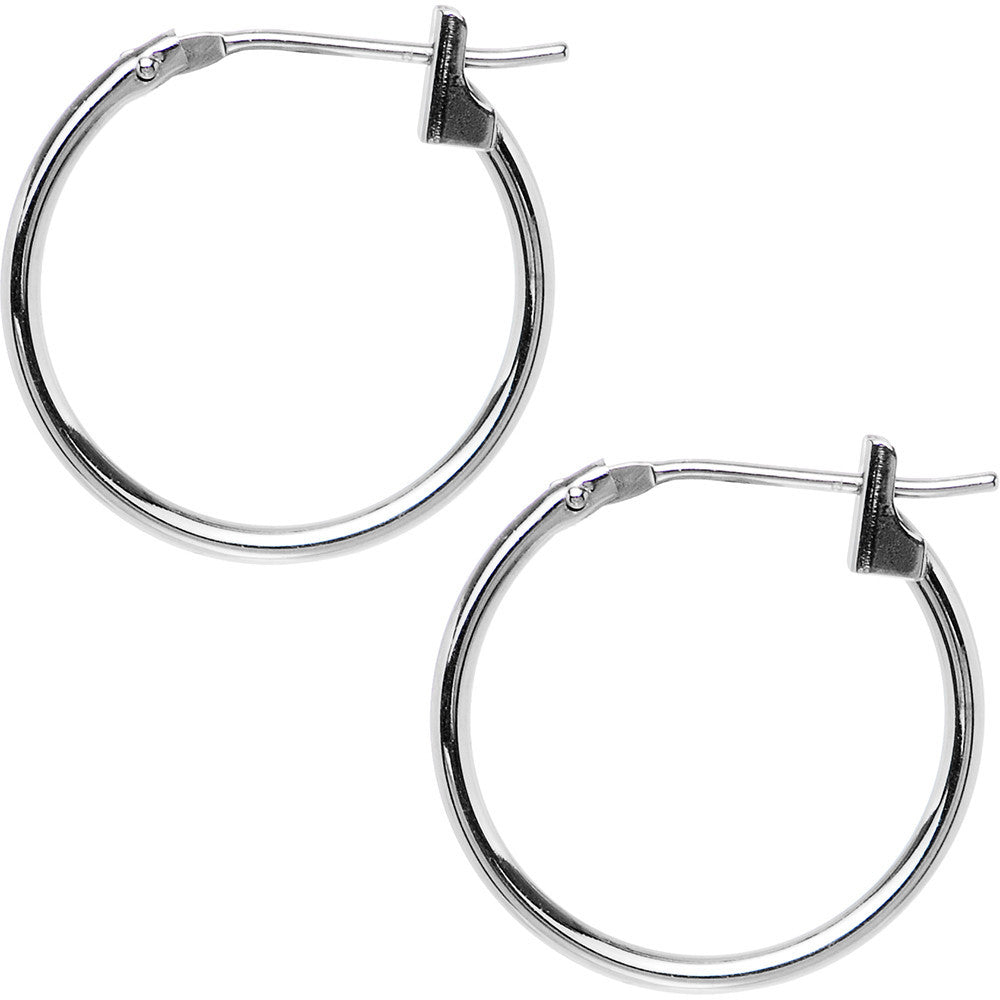 14KT White Gold 1.5mm 5/8 Inch Hoop Earrings