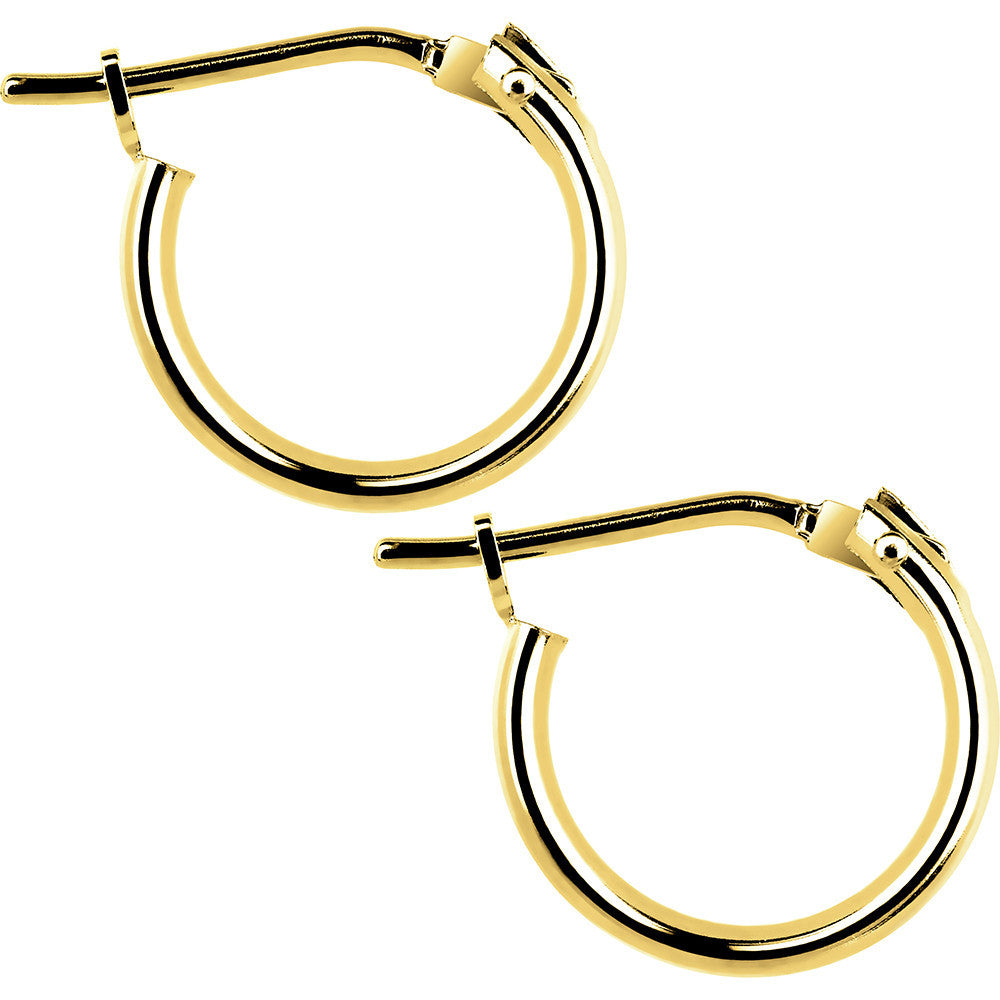 14KT Yellow Gold 1.5mm 3/8 Inch Hoop Earrings