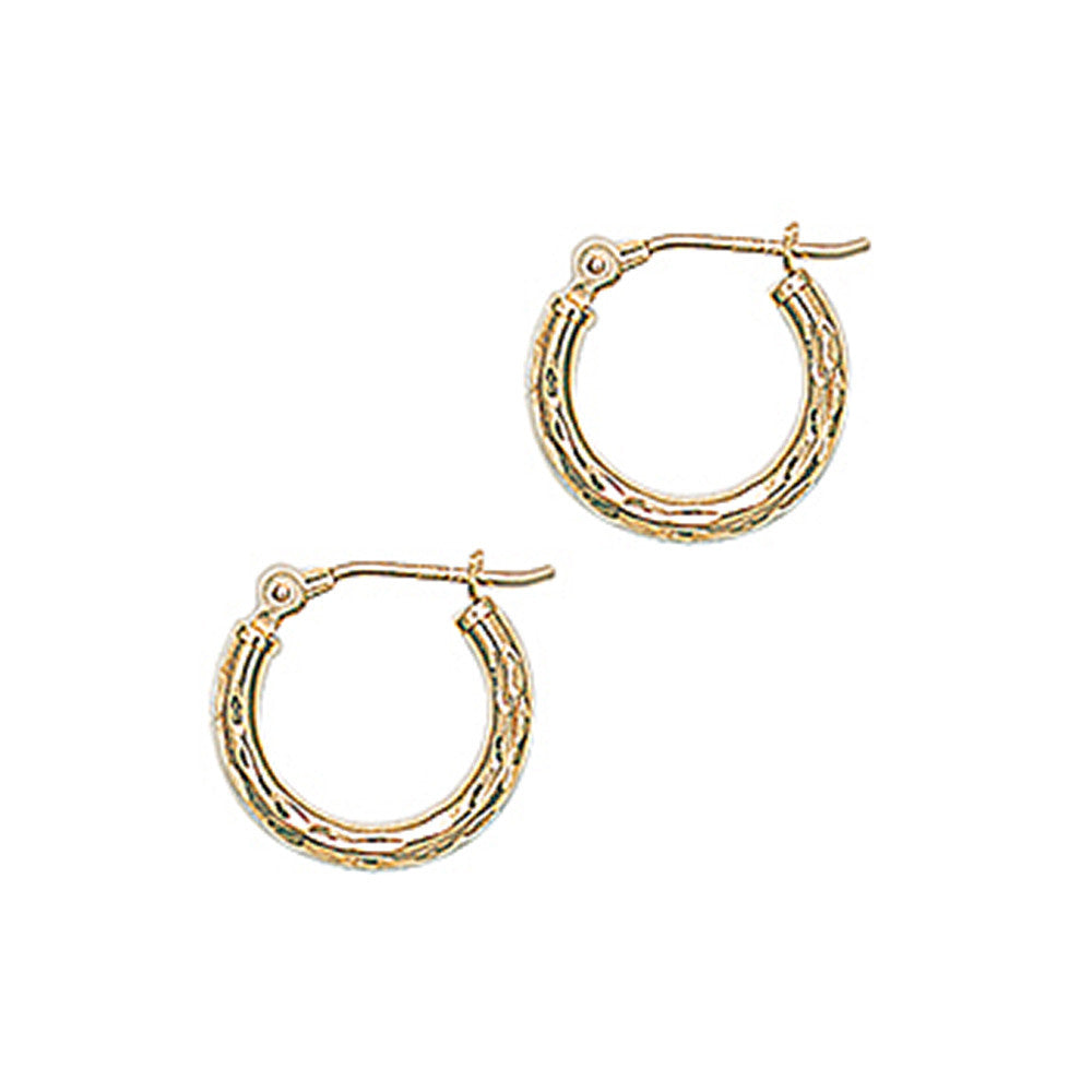 Solid 14KT Yellow Gold 9/16 Inch Twist Pattern Hoop Earrings