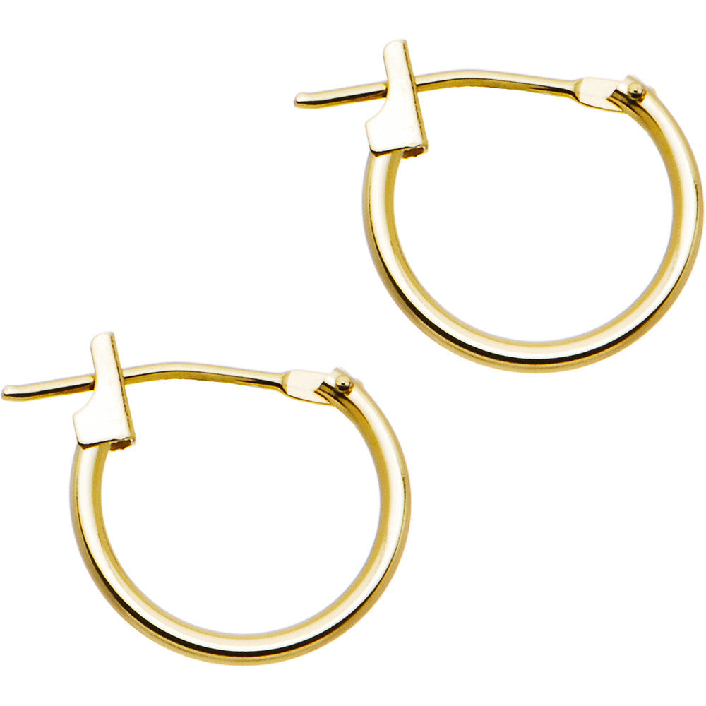 14KT Yellow Gold 1.5mm 1/2 Inch Hoop Earrings