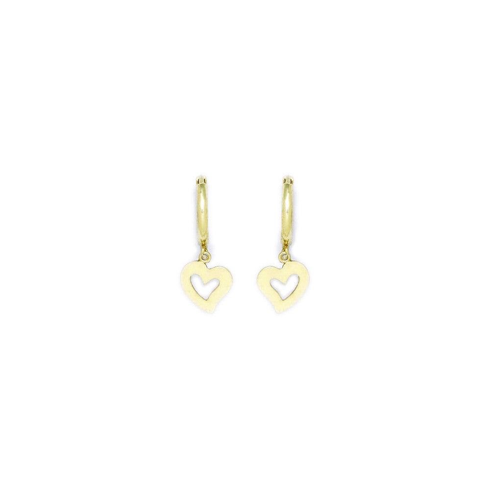 14kt Yellow Gold Hollow Heart Huggy Earrings