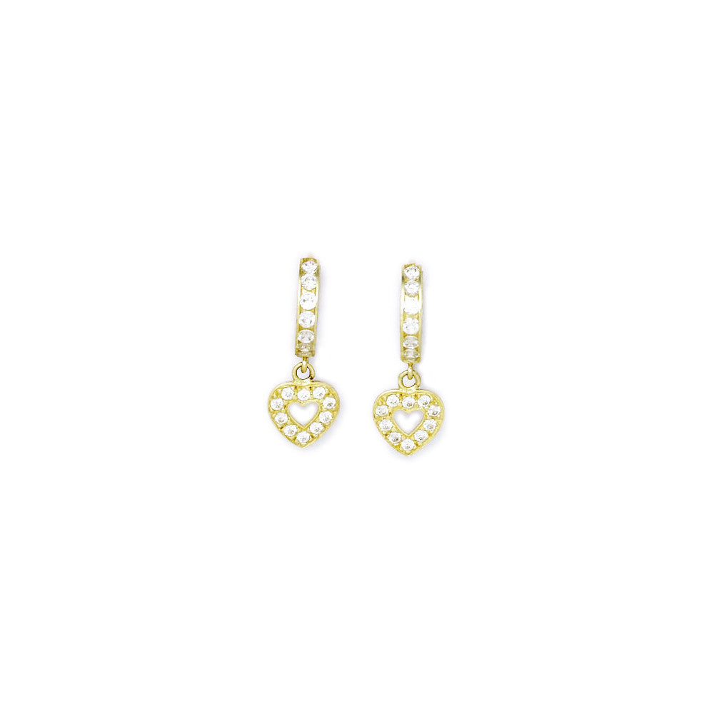 14kt Yellow Gold CZ Sweetheart Huggy Earrings