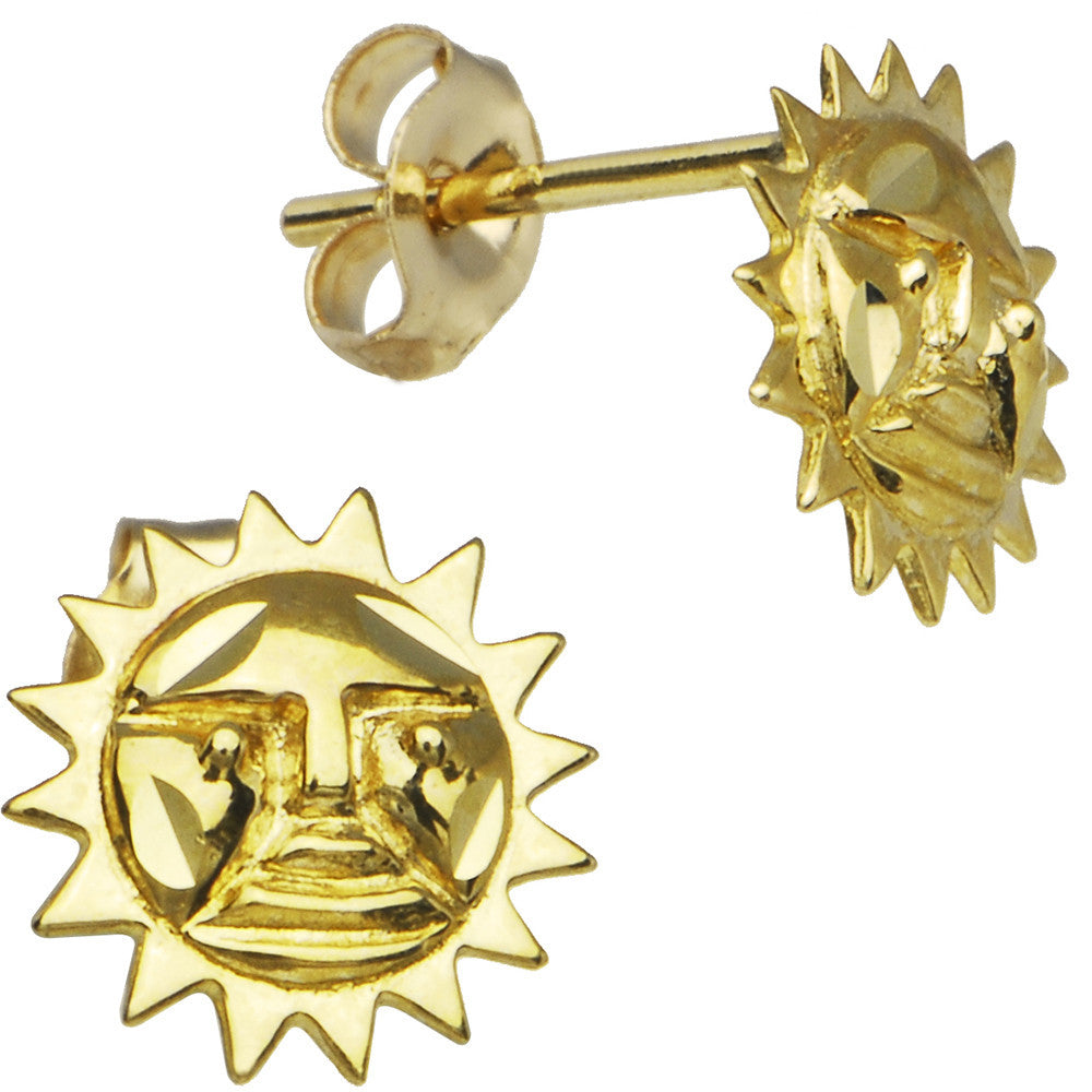 14kt Yellow Gold Sunglass Sun Stud Earrings