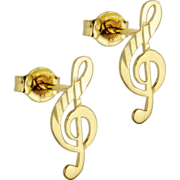 14kt Yellow Gold Music Note Stud Earrings – BodyCandy