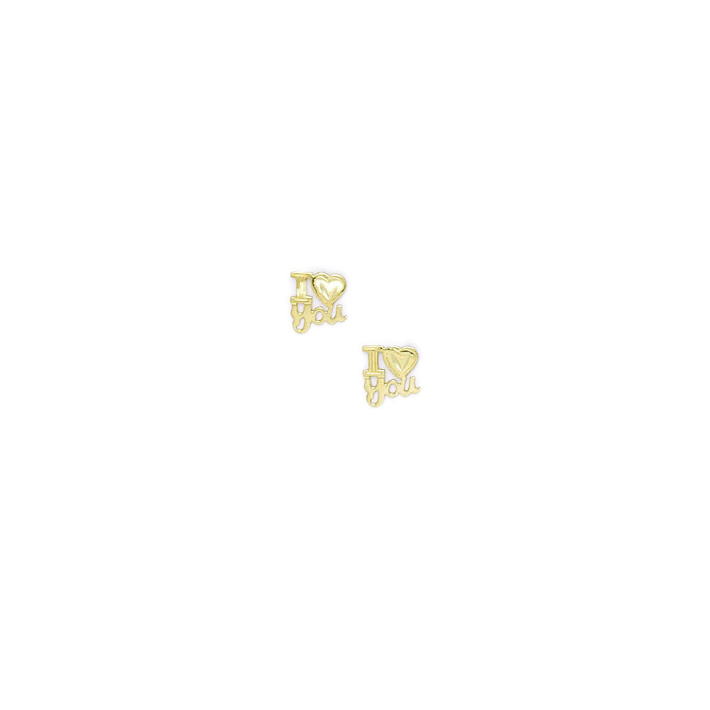 14kt Yellow Gold I Love You Stud Earrings