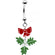 Red Bow Mistletoe Belly Ring