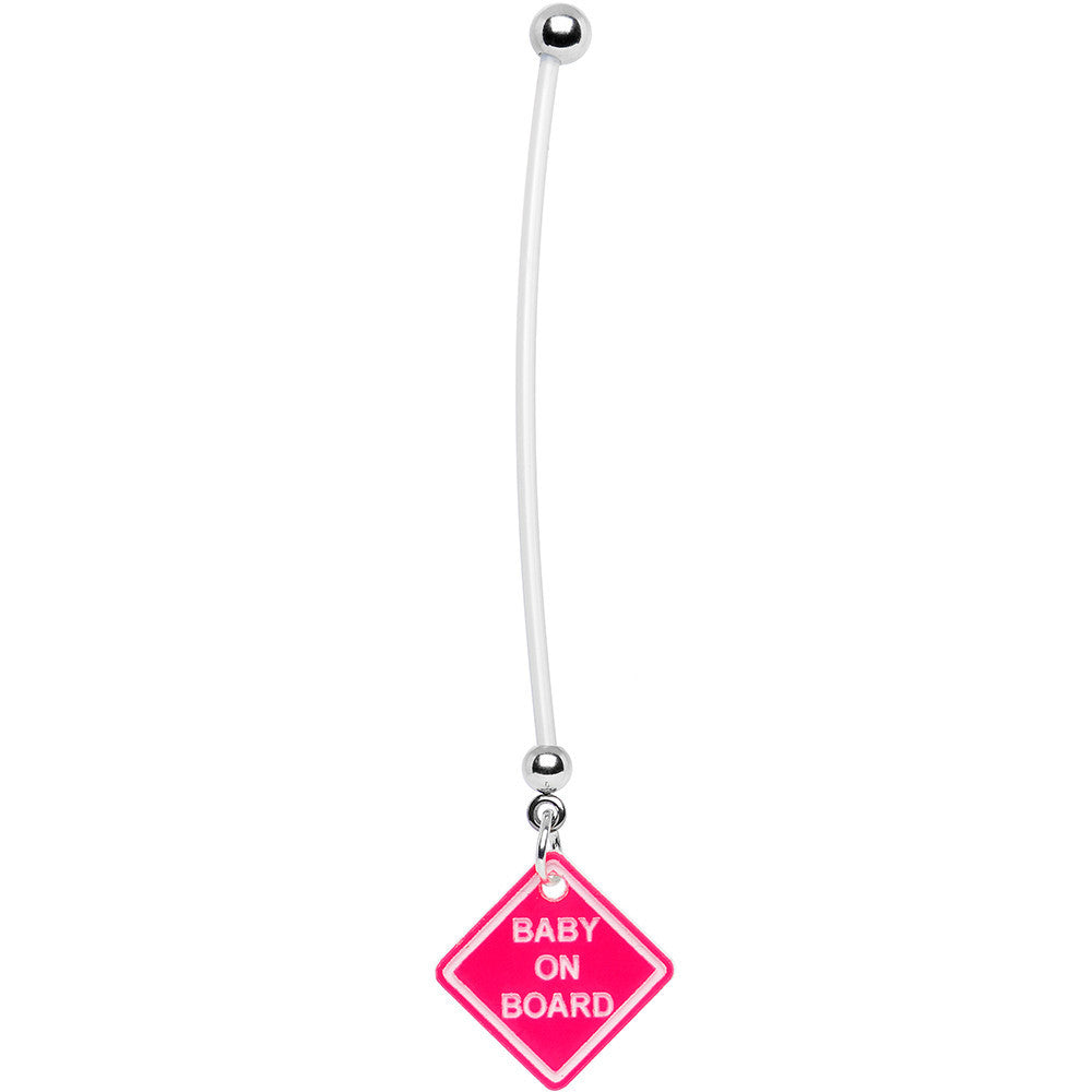 Pink Baby on Board Pregnant Belly Ring