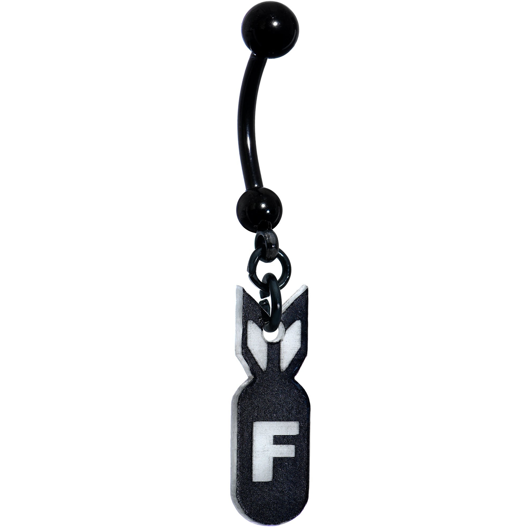 Black Glow in the Dark F Bomb Dangle Belly Ring