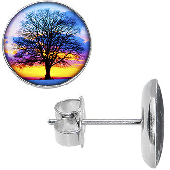 Sunset Tree Stud Earrings