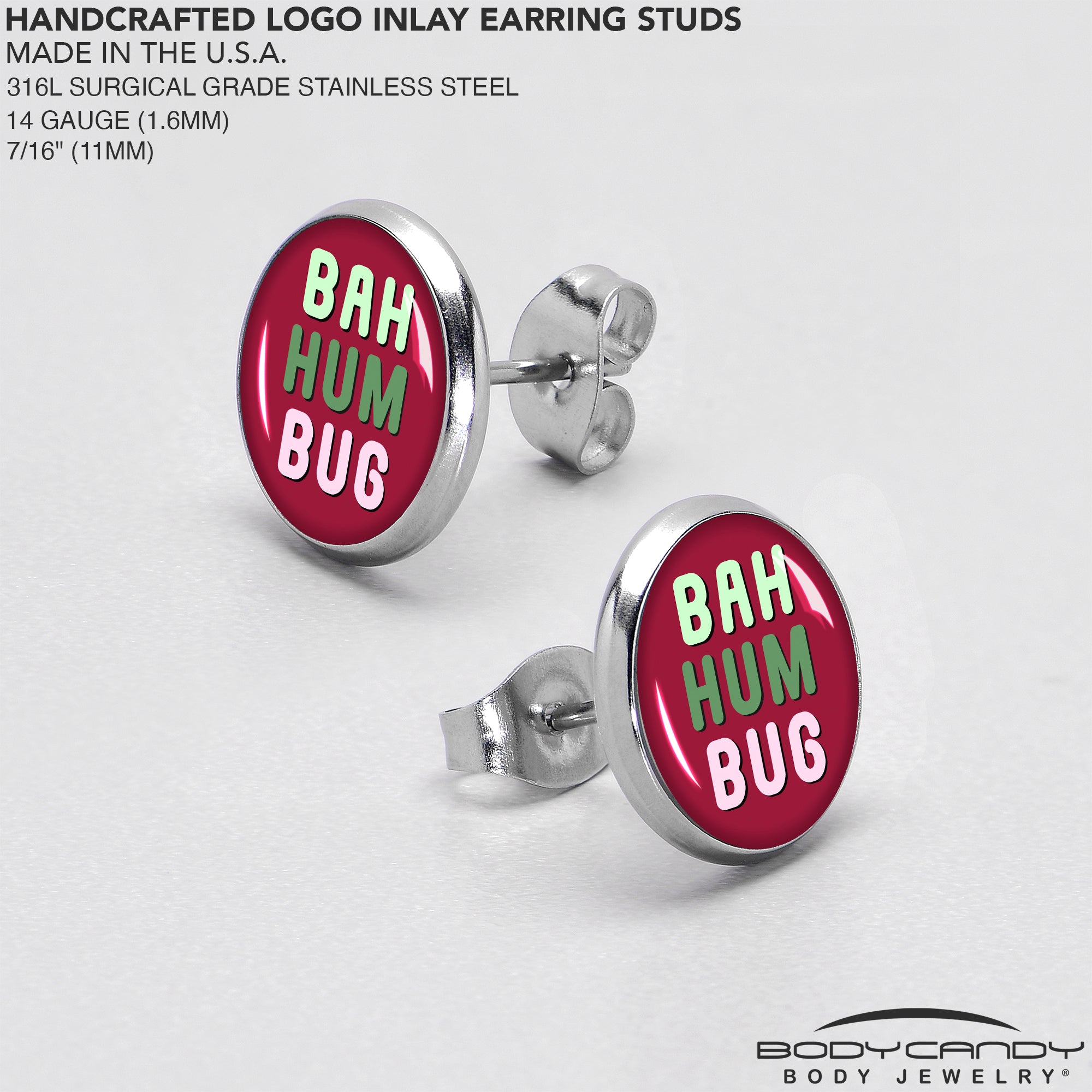 Bah Humbug Holiday Grouch Stud Earrings