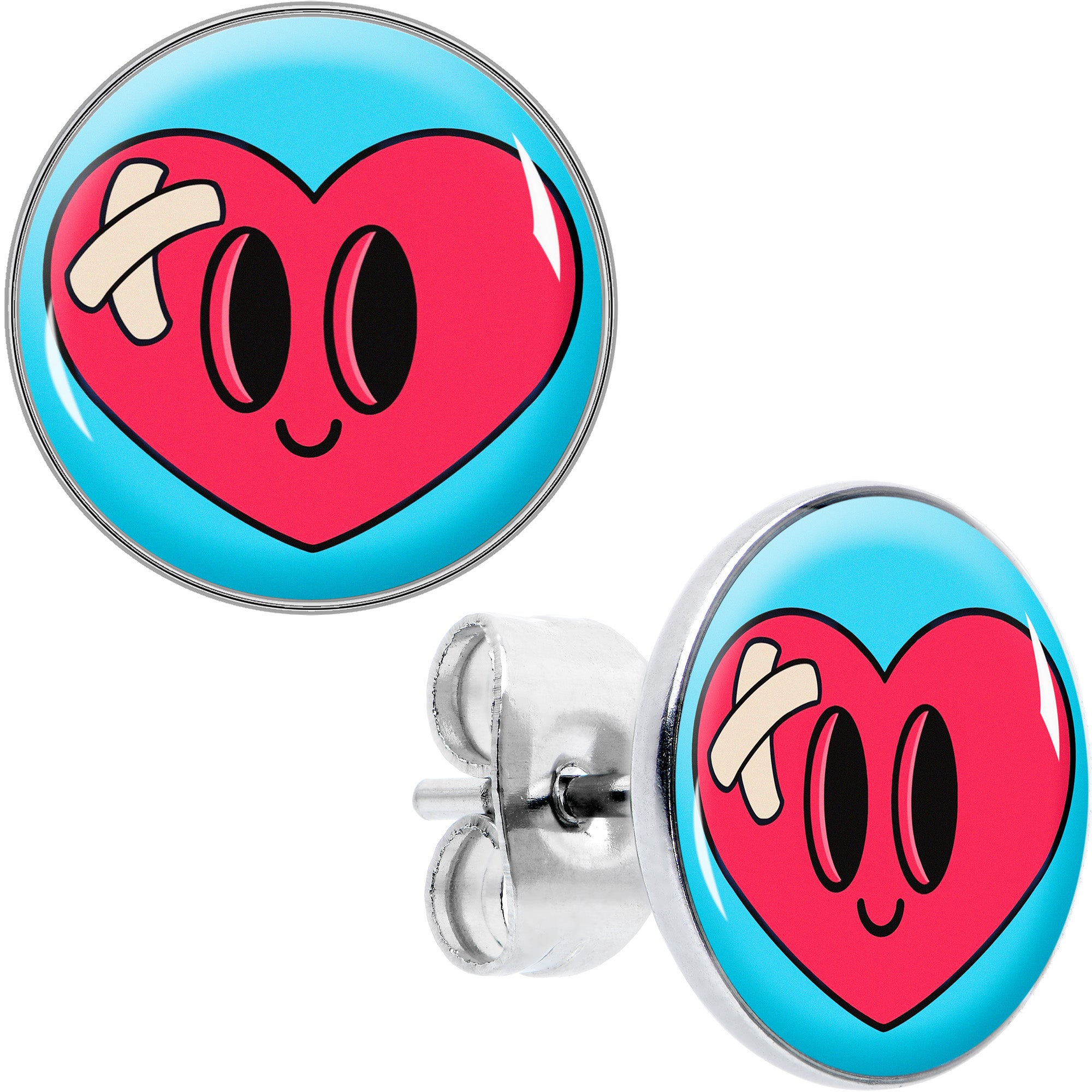 Heartbreak Bandaged Heart Stud Earrings