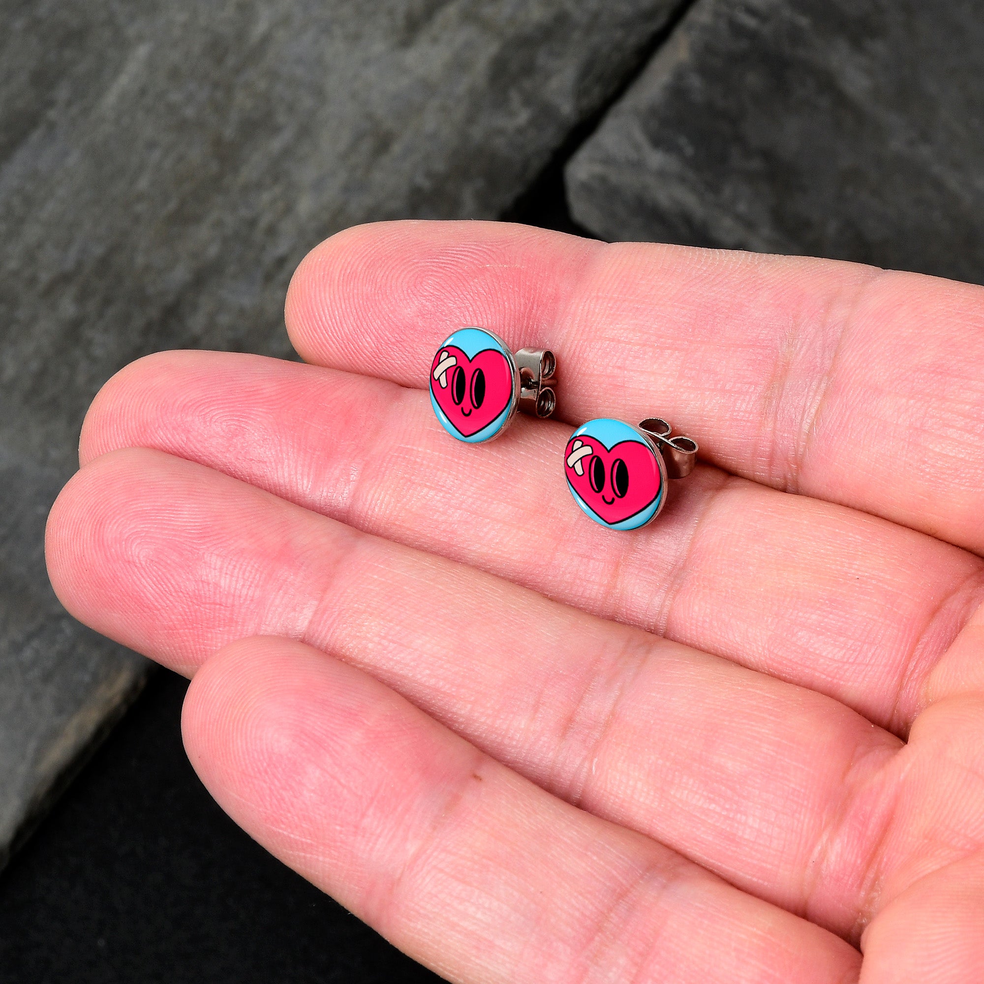 Heartbreak Bandaged Heart Stud Earrings