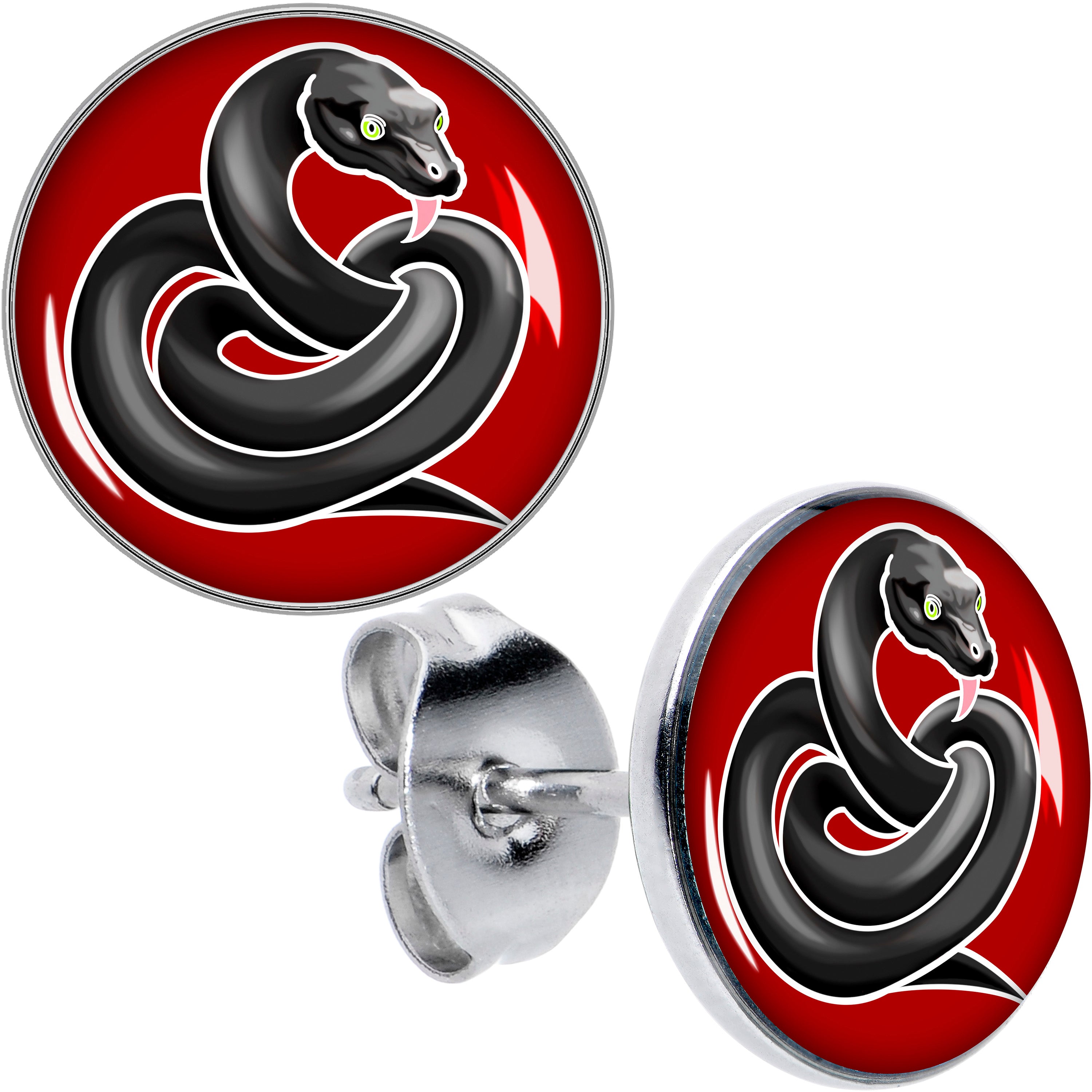 Black Snake Stud Earrings