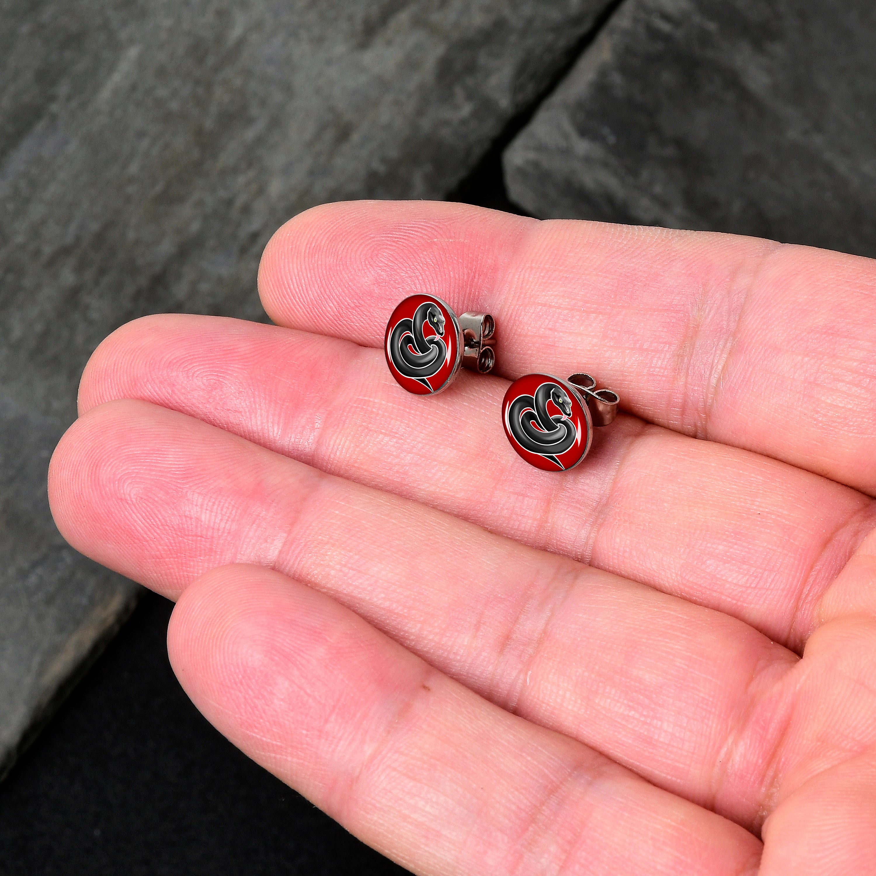 Black Snake Stud Earrings