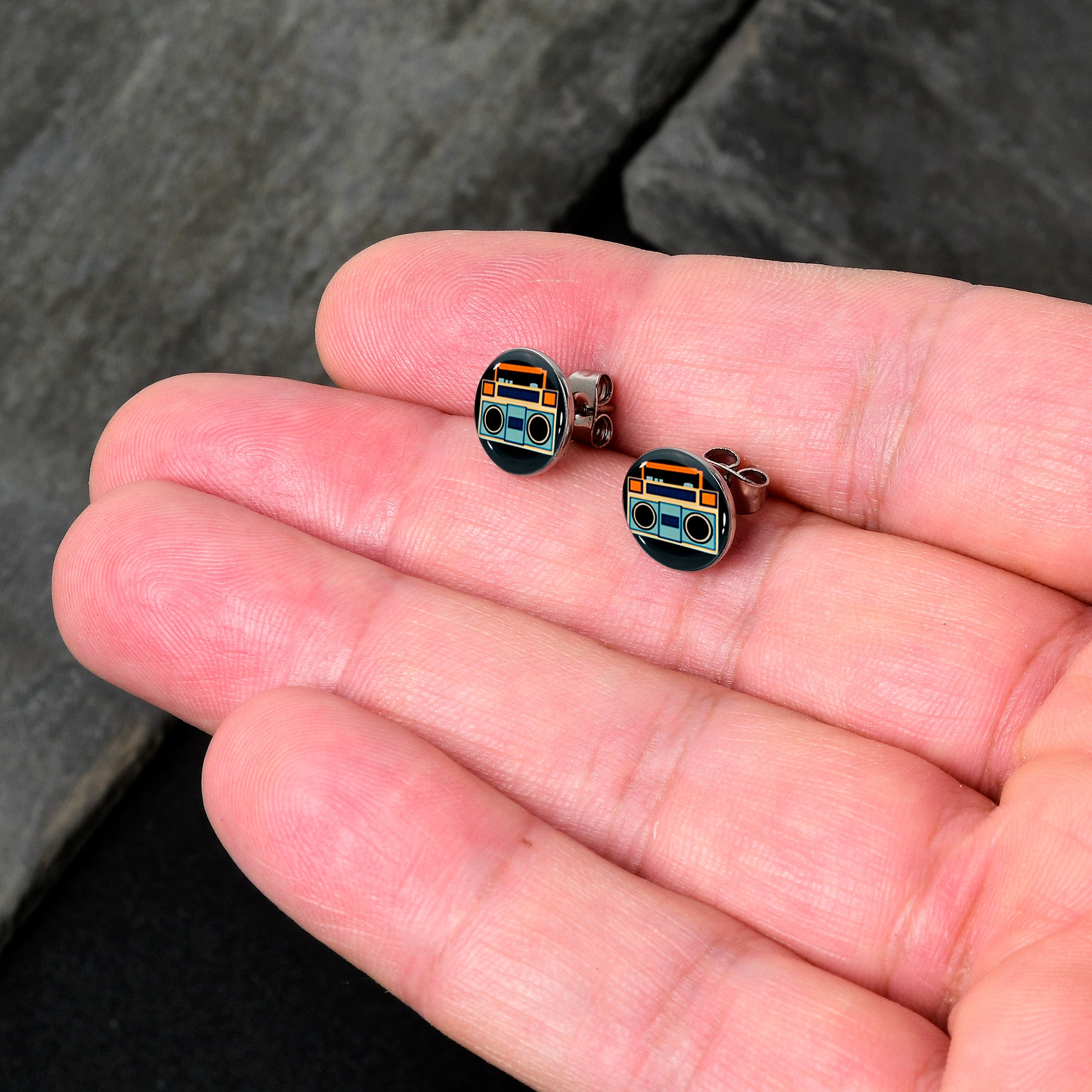 Retro Boombox Stud Earrings