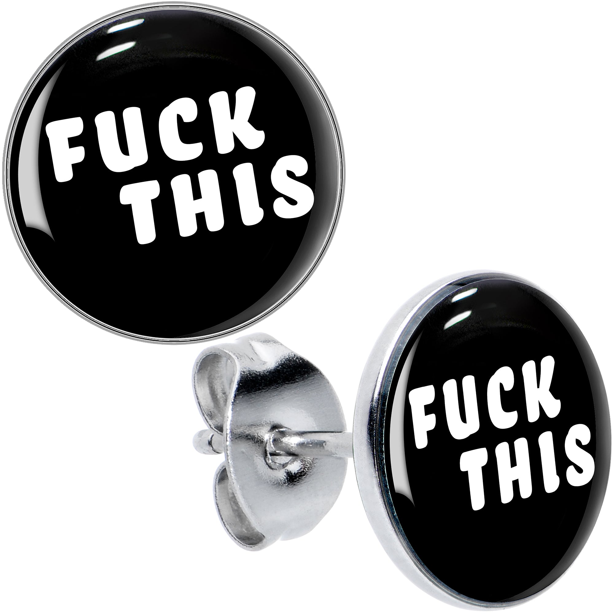 Black and White F*ck This Stud Earrings