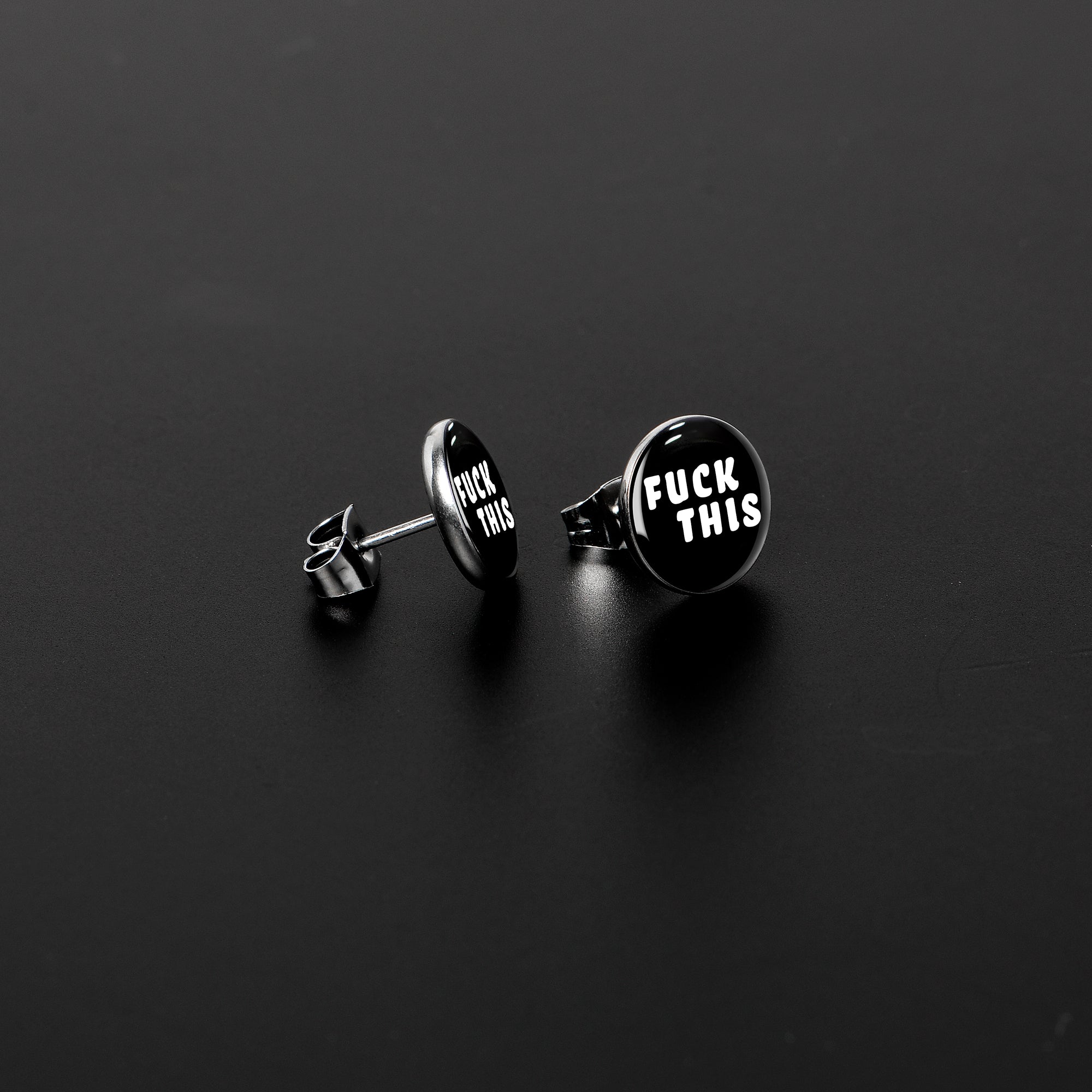 Black and White F*ck This Stud Earrings