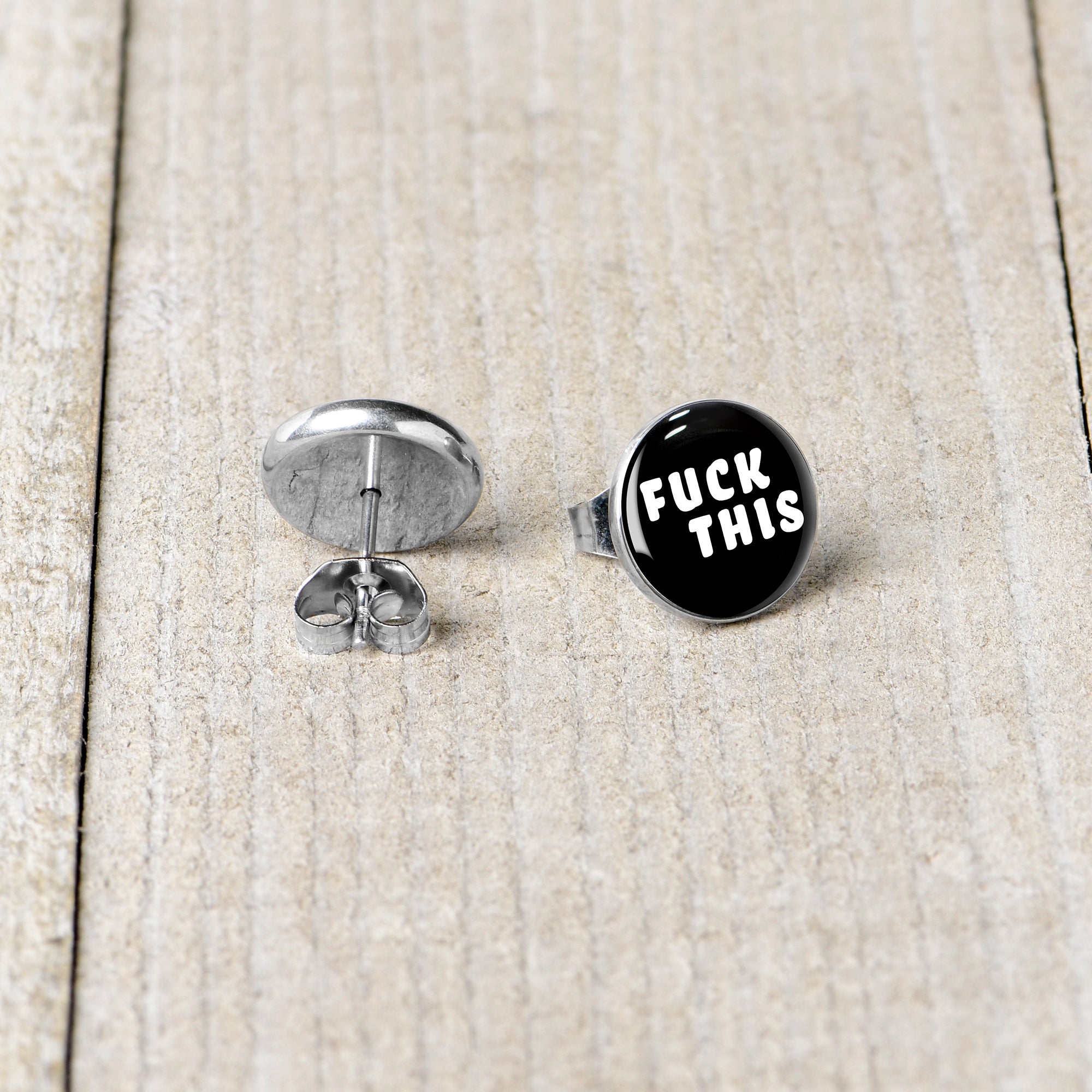 Black and White F*ck This Stud Earrings